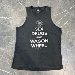 Rowdy Gentleman Wagon Wheel Gray Graphic Tank Top Men’s Size M